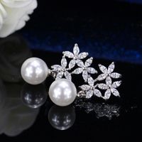 1 Pair Elegant Romantic Solid Color Snowflake Plating Inlay Copper Artificial Pearls Zircon Rhodium Plated Silver Plated Drop Earrings main image 5