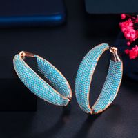 1 Paire Style Vintage Rond Placage Incruster Le Cuivre Zircon Plaqué Rhodium Plaqué Argent Boucles D'oreilles Cerceau main image 8