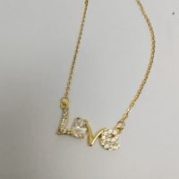 Sweet Letter Heart Shape Crown Titanium Steel Inlay Rhinestones Necklace sku image 3