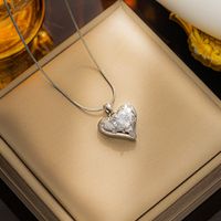 Vintage Style Heart Shape Titanium Steel Plating Inlay Zircon Pendant Necklace main image 3