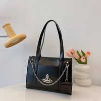 Women's  Pu Leather Cross Punk Classic Style Streetwear Ornament Sewing Thread Chain Square Zipper Square Bag main image 6