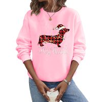 Women's Hoodies Long Sleeve Thermal Transfer Printing Casual Christmas Hat Letter Dog main image 5