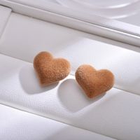 1 Pair Sweet Heart Shape Flocking Ear Studs sku image 1