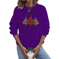 Women's Hoodies Long Sleeve Thermal Transfer Printing Casual Christmas Tree Letter Leopard main image 2