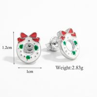 1 Pair Cartoon Style Santa Claus Plating Inlay Sterling Silver Zircon White Gold Plated Rhodium Plated Ear Studs sku image 2