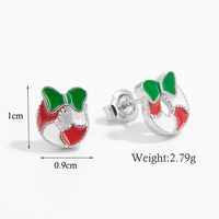 1 Pair Cartoon Style Santa Claus Plating Inlay Sterling Silver Zircon White Gold Plated Rhodium Plated Ear Studs sku image 4