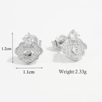 1 Pair Cartoon Style Santa Claus Plating Inlay Sterling Silver Zircon White Gold Plated Rhodium Plated Ear Studs sku image 1