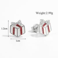 1 Pair Cartoon Style Santa Claus Plating Inlay Sterling Silver Zircon White Gold Plated Rhodium Plated Ear Studs sku image 7