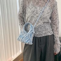 Women's Denim Solid Color Elegant Vacation Sewing Thread Square Lock Clasp Shoulder Bag main image 2