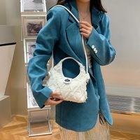 Women's Denim Solid Color Elegant Vacation Sewing Thread Square Lock Clasp Shoulder Bag sku image 3