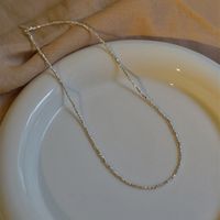 Simple Style Solid Color Sterling Silver Shell Beaded Handmade Double Layer Necklaces sku image 1