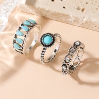 Retro Color Block Silver Plated Turquoise Alloy Wholesale Rings sku image 2