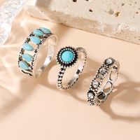 Retro Color Block Silver Plated Turquoise Alloy Wholesale Rings main image 9