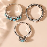 Retro Color Block Silver Plated Turquoise Alloy Wholesale Rings main image 8