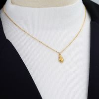 304 Stainless Steel 18K Gold Plated Retro Plating Heart Shape Solid Color None Pendant Necklace main image 2