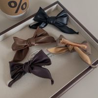 Women's Simple Style Bow Knot Pu Leather Braid Hair Clip main image 5