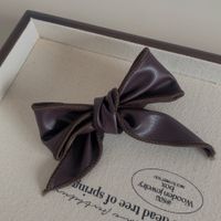Women's Simple Style Bow Knot Pu Leather Braid Hair Clip sku image 1