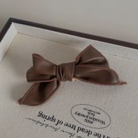 Women's Simple Style Bow Knot Pu Leather Braid Hair Clip sku image 3