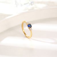 304 Stainless Steel 18K Gold Plated Simple Style Classic Style Inlay Round Rhinestones Rings main image 2