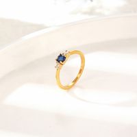 304 Stainless Steel 18K Gold Plated Simple Style Classic Style Inlay Round Rhinestones Rings main image 3