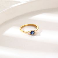 304 Stainless Steel 18K Gold Plated Simple Style Classic Style Inlay Round Rhinestones Rings main image 1