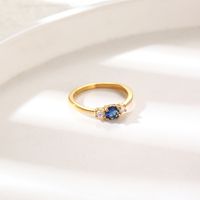 304 Stainless Steel 18K Gold Plated Simple Style Classic Style Inlay Round Rhinestones Rings main image 7
