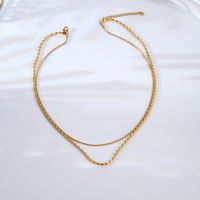 304 Stainless Steel 18K Gold Plated Lady Simple Style Plating Solid Color Layered Necklaces main image 3