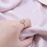 Classic Style Flower Stainless Steel Asymmetrical Polishing Rings main image 3