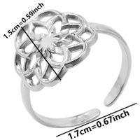 Classic Style Flower Stainless Steel Asymmetrical Polishing Rings sku image 1