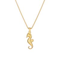 Klassischer Stil Pendeln Hippocampus Edelstahl 304 Überzug 18 Karat Vergoldet Männer Halskette Mit Anhänger sku image 1