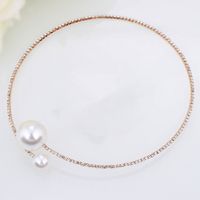 Simple Style Round Alloy Artificial Crystal Artificial Pearls Women's Bracelets Necklace Jewelry Set sku image 4