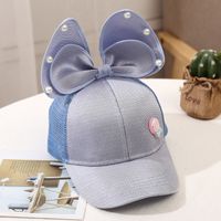 Girl's Princess Cute Letter Bow Knot Rhinestone Pearl Curved Eaves Ivy Cap sku image 7