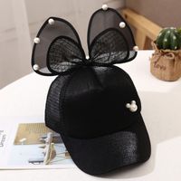 Girl's Princess Cute Letter Bow Knot Rhinestone Pearl Curved Eaves Ivy Cap sku image 10