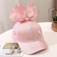 Girl's Princess Cute Letter Bow Knot Rhinestone Pearl Curved Eaves Ivy Cap sku image 13