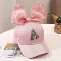 Girl's Princess Cute Letter Bow Knot Rhinestone Pearl Curved Eaves Ivy Cap sku image 9