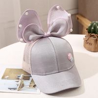 Girl's Princess Cute Letter Bow Knot Rhinestone Pearl Curved Eaves Ivy Cap sku image 12