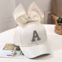 Girl's Princess Cute Letter Bow Knot Rhinestone Pearl Curved Eaves Ivy Cap sku image 15