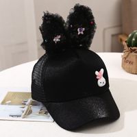 Girl's Princess Cute Letter Bow Knot Rhinestone Pearl Curved Eaves Ivy Cap sku image 16
