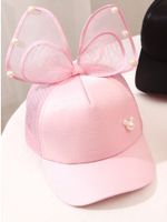 Girl's Princess Cute Letter Bow Knot Rhinestone Pearl Curved Eaves Ivy Cap sku image 26
