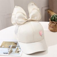 Girl's Princess Cute Letter Bow Knot Rhinestone Pearl Curved Eaves Ivy Cap sku image 25