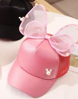 Girl's Princess Cute Letter Bow Knot Rhinestone Pearl Curved Eaves Ivy Cap sku image 27