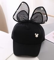 Girl's Princess Cute Letter Bow Knot Rhinestone Pearl Curved Eaves Ivy Cap sku image 28