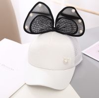 Girl's Princess Cute Letter Bow Knot Rhinestone Pearl Curved Eaves Ivy Cap sku image 29