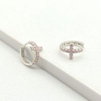 1 Pair Elegant Shiny Cross Inlay Sterling Silver Zircon Earrings sku image 5