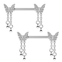 Einfacher Stil Geometrisch Schmetterling Rostfreier Stahl Überzug Inlay Zirkon Milch Nägel main image 3