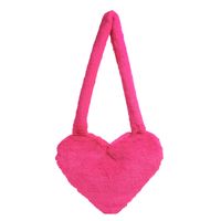 Women's Plush Solid Color Cute Heart-shaped Magnetic Buckle Shoulder Bag sku image 4