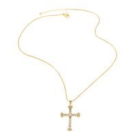 Simple Style Cross Copper Plating Inlay Zircon 18k Gold Plated Pendant Necklace main image 2