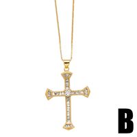 Simple Style Cross Copper Plating Inlay Zircon 18k Gold Plated Pendant Necklace main image 4