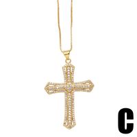 Simple Style Cross Copper Plating Inlay Zircon 18k Gold Plated Pendant Necklace main image 3