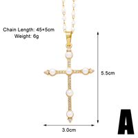 Simple Style Cross Copper Plating Inlay Zircon 18k Gold Plated Pendant Necklace sku image 1